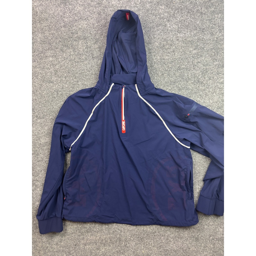 G/FORE Operative Windbreaker Mens XL Navy Blue 1/4 Zip Hooded Jacket G4MS23K88